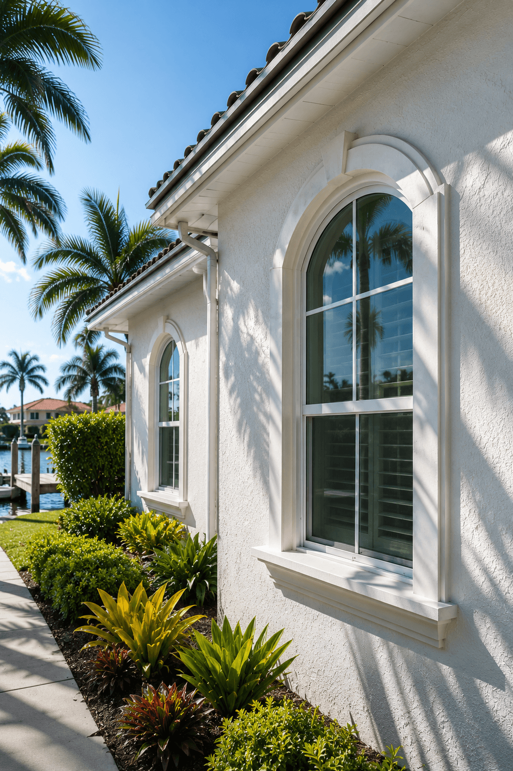 Florida stucco exterior in sun